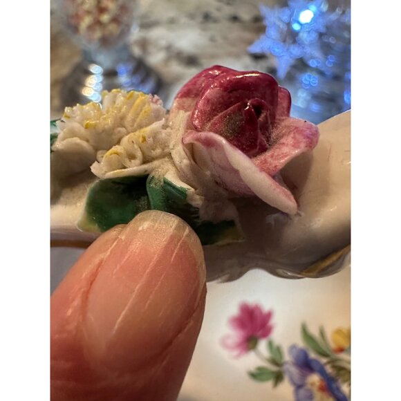 Vtg Leube & Co. Dresden Germany Floral Porcelain Basket Floral Handle Rare Read - Picture 10 of 16